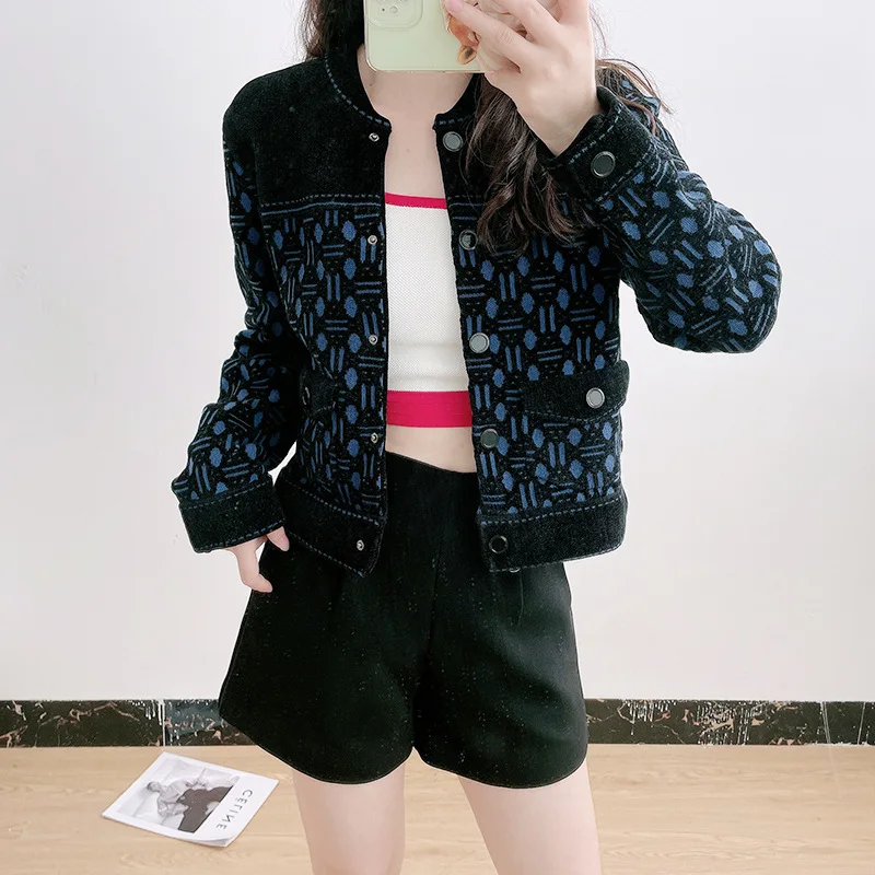 M Family 2023 Ранняя осень новый французский стиль вельветовый жаккардовый короткий