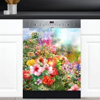 dishwasher cover choose magnet or vinyl decal sticker colorful watercolor flower design d0058 choose your size from the menu