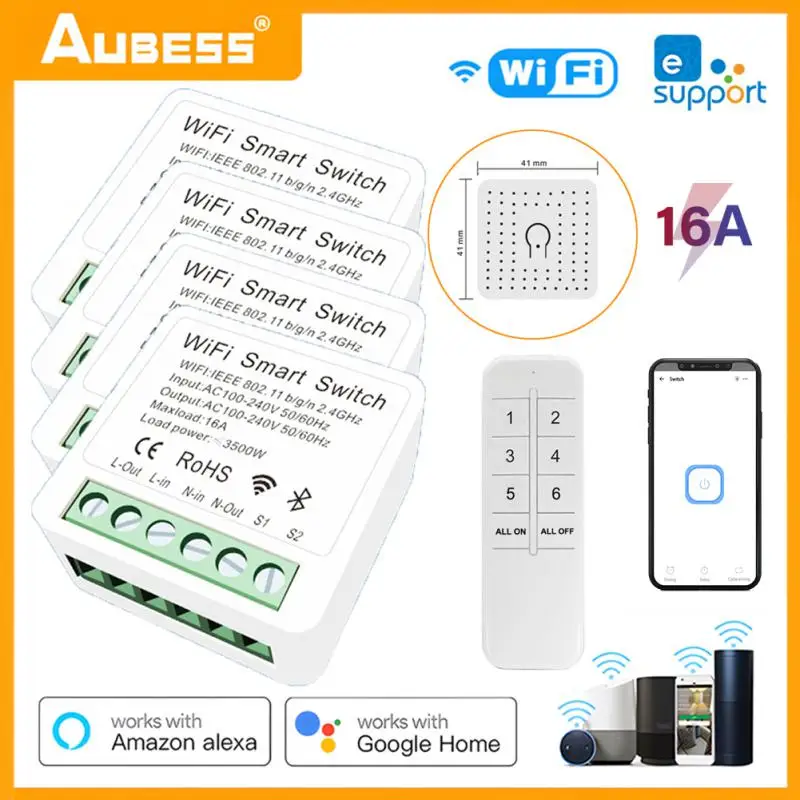 Умный мини-переключатель eWeLink с Wi-Fi, 16 А, 2-ходовые модули автоматизации управления, функция таймера, дистанционное управление через приложение/Голосовое управление через Alexa Google Home