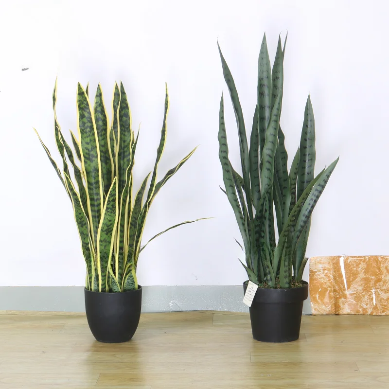 Индивидуальное зеленое растение бонсай искусственное Sansevieria Trifasciata Prain для