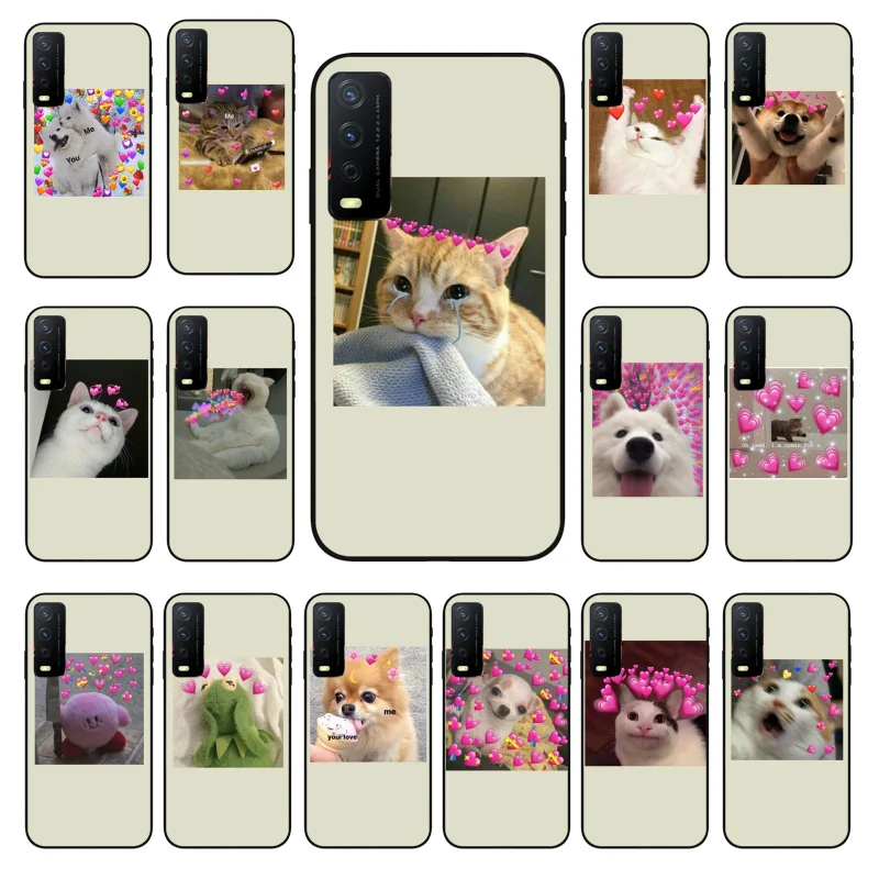 Super Cute cat dog cartoon YOU&ME Phone Case for VIVO Y15s Y20 Y11 Y12 Y17 Y19 Y20S Y31 Y9s Y91 Y21 Y51 Y20i Y93 Y12S Y70