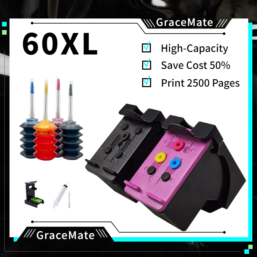 

60XL Compatible HP60 Ink Cartridge for HP 60 hp60xl Deskjet F2480 F2420 F4480 F4580 F4280 D2660 D2530 PhotoSmart C4680 Printer