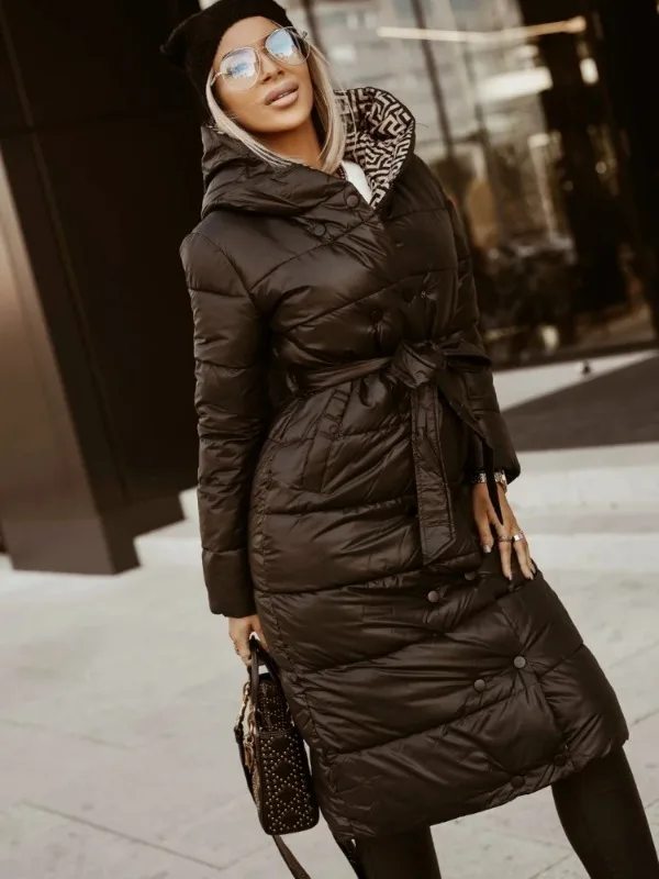 

Новое зимнее пальто для женщин 2022 парки с принтом с поясом с капюшоном теплые куртки с хлопковой подкладкой для женщин длинный тренчкот женская одежда