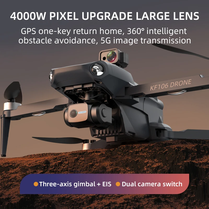 Фото 2022 Новый KF106 GPS Дрон 8k бесщеточный двигатель с профессиональной HD камерой 3-осевые 2022 Новый KF106 GPS Дрон 8k бесщеточный двигатель с профессиональной HD камерой 3-осевые