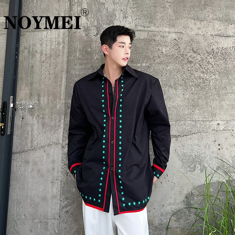 

NOYMEI нишевая Мужская рубашка с длинным рукавом в горошек Модный корейский стиль 2023 Весна однобортный Топ с лацканами контрастных цветов WA1108