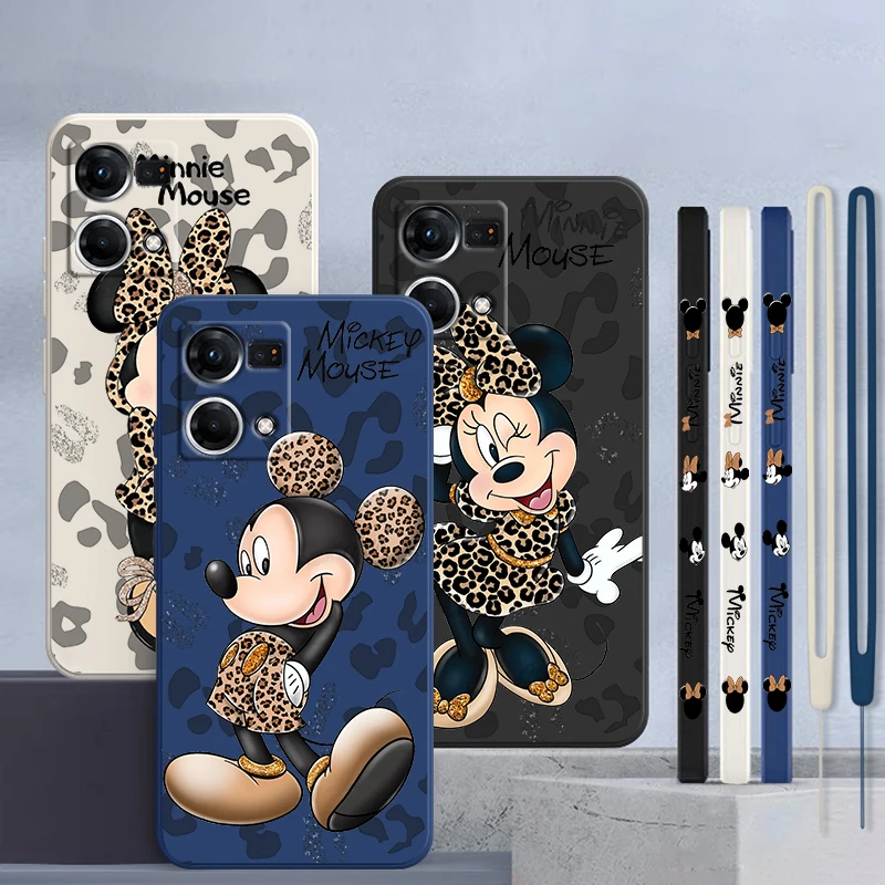 

Minnie Mouse Anime Liquid Left Rope Soft Phone Case For OPPO Reno 9 8 7 6 5 4 3 2 Z Pro Lite Snapdragon 4G 5G Cover Coque Capa