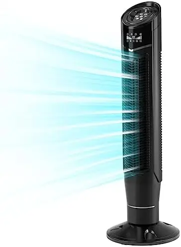 

Star Fan 360°Oscillating Fan Quiet Cooling 24H Timer Remote Control Powerful Standing 8 Wind Speed 3 Wind Modes Ionizer Mode B