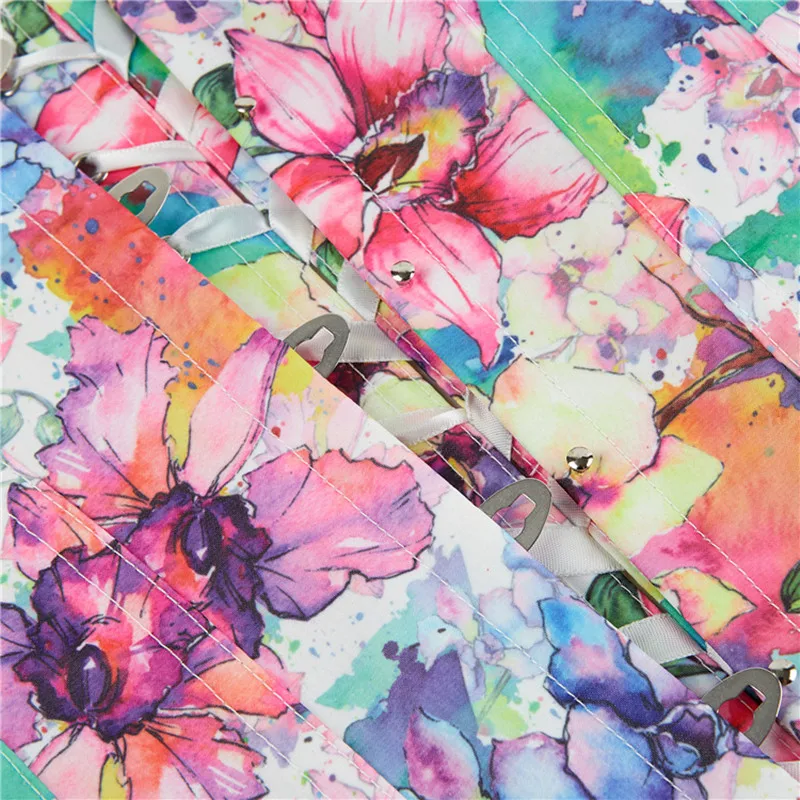 Модный женский корсет с коротким рукавом винтажный цветочный бюстгальтер обхват