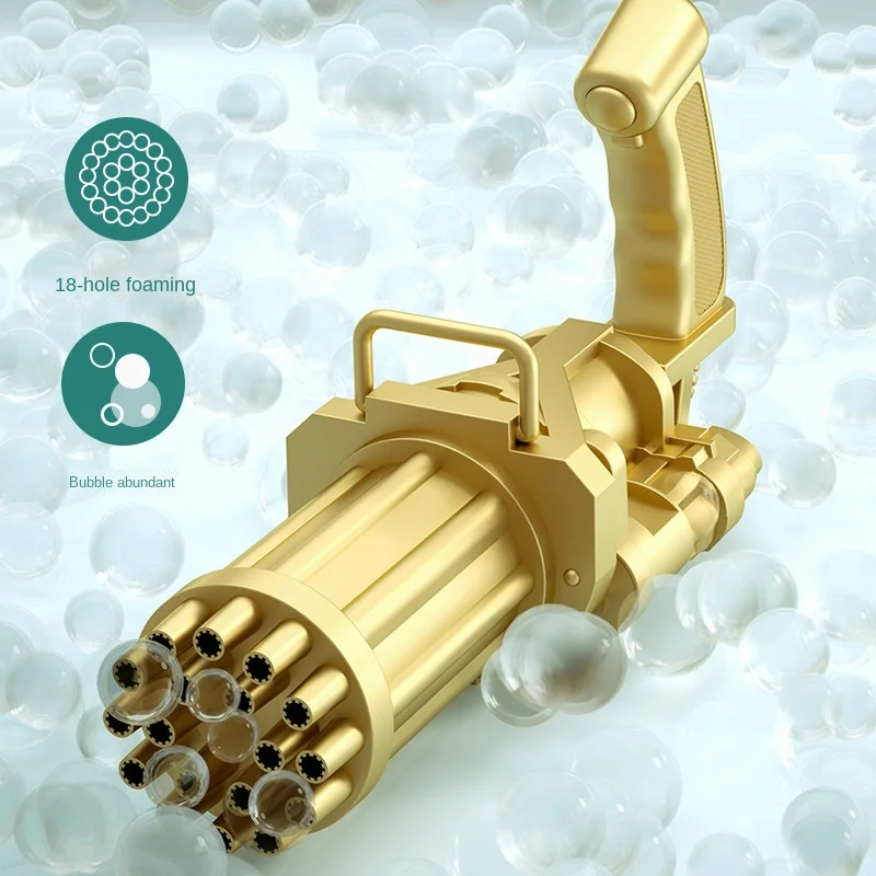 

2022 Gatling Bubble Gun Machine 18 Hole Children's Scattering Foam Machine Stall Toys Plastic Machine Gun Toy Boy