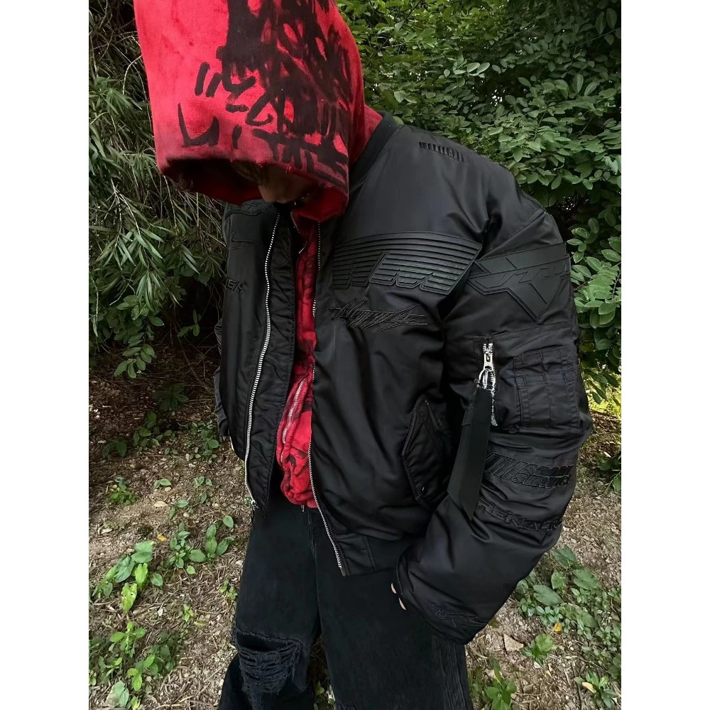 NIGO мужской зимний черный гоночный костюм High Street Trend винтажная летная куртка