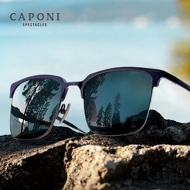 

CAPONI Pure Titanium Men's Sunglasses Photochromic Polarized Outdoor Driving Sun Glasses UV400 New Brand Designer Shades BS1905