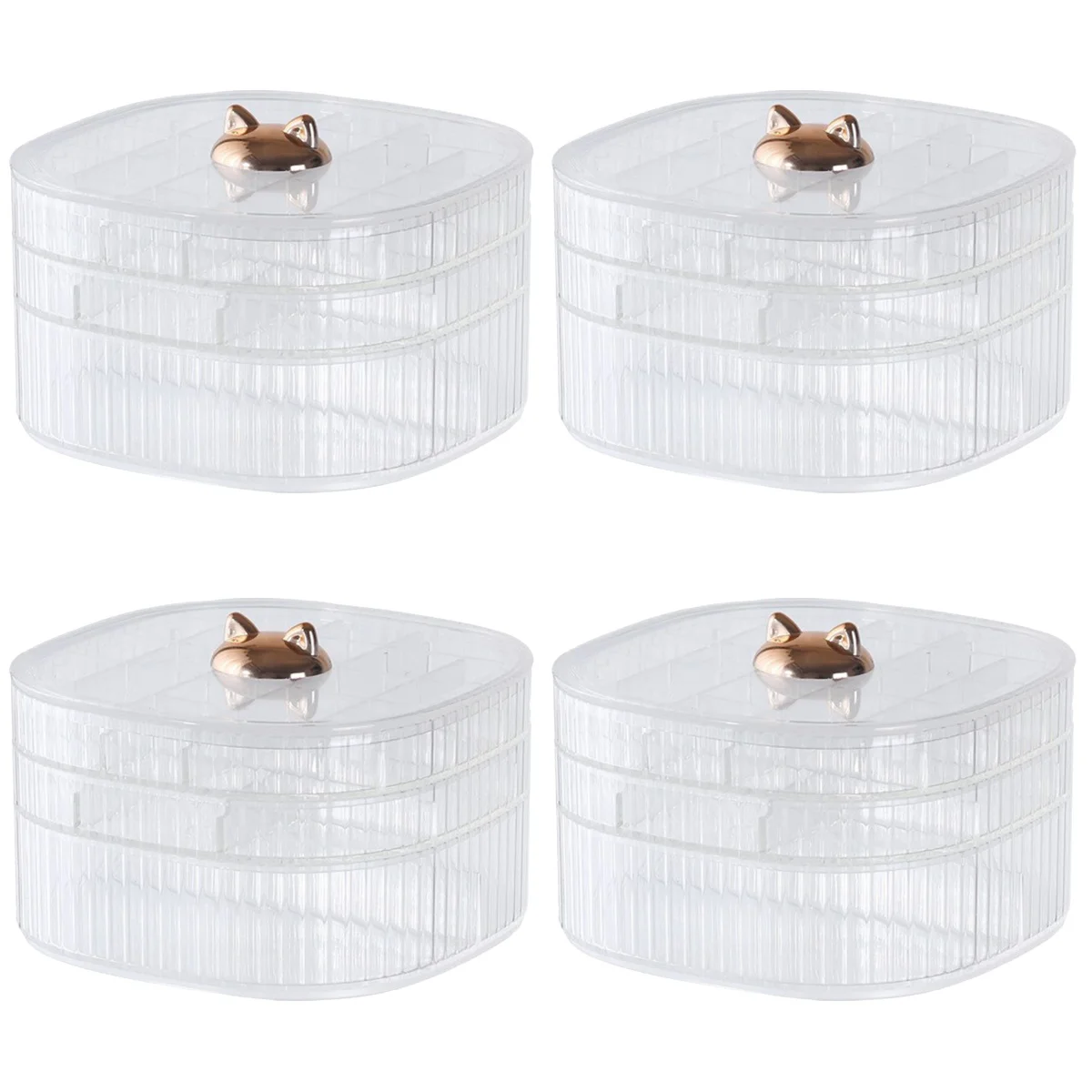 

Transparent Jewelry Box Storage Desktop Organizer Home Supply 3-layer Container Stackable