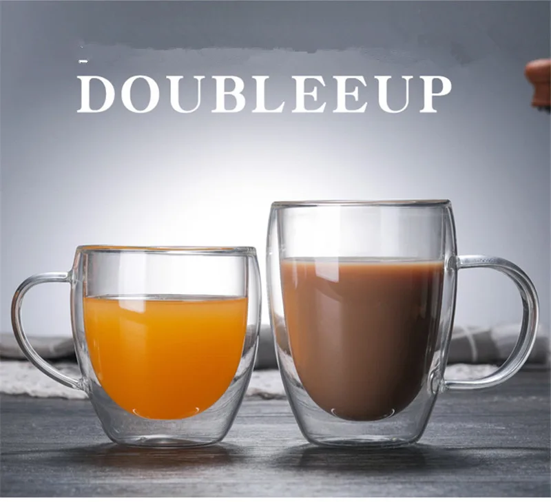 Набор стеклянных кружек с двойными стенками термостойкие стаканы ручной работы