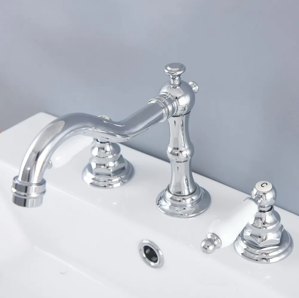 Хромированная отделка латунные смеситель для раковины широкий кухни ванной