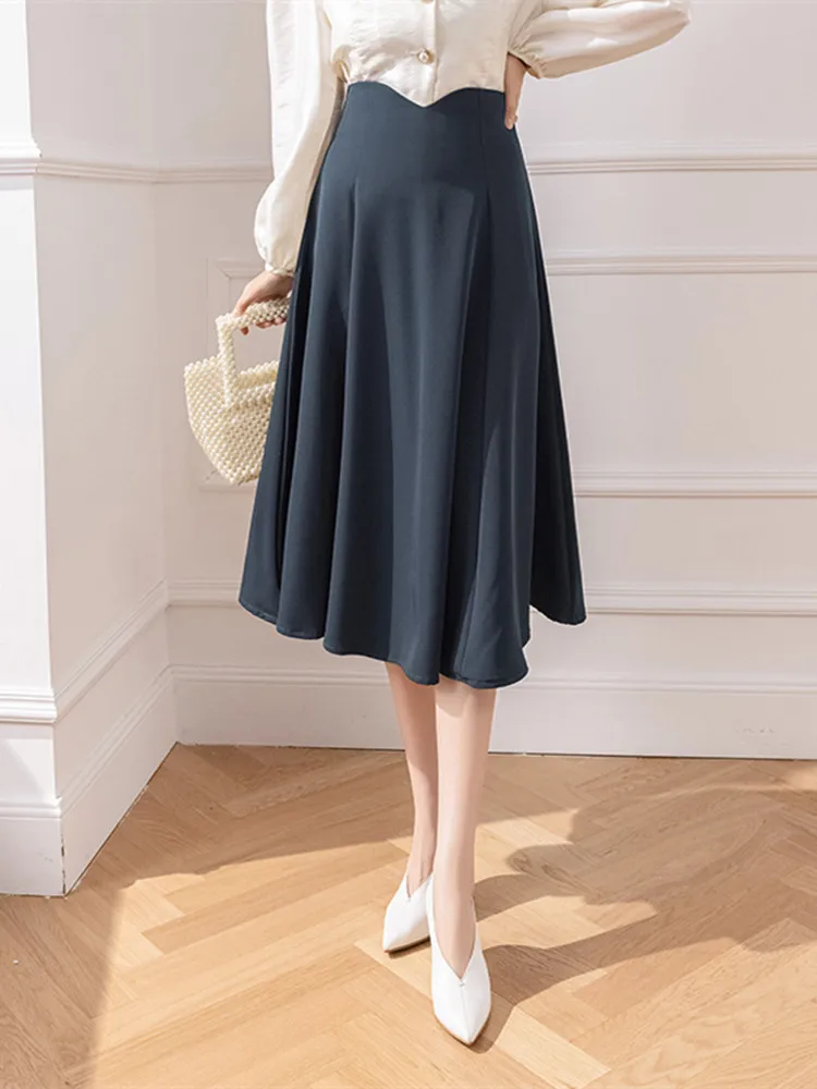 

Новинка весна-лето 2023 юбка-годе средней длины трапециевидная широкая юбка