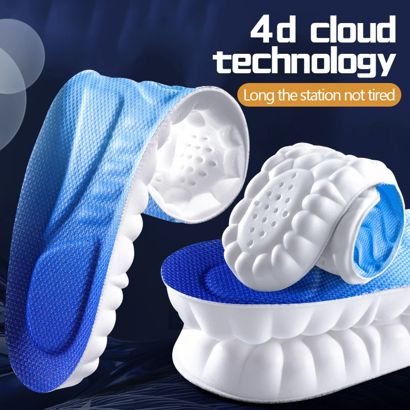 

4D Cloud Technology Sports Insoles for Shoes PU Sole Soft Breathable Shock Absorption Cushion Running Orthopedic Care Insoles