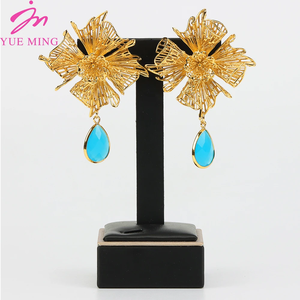 

Dubai Gem Hoop Earrings Jewelry for Women Europe African Women Earrings Ladies Daily Wear Party Holiday Wedding Jewelry