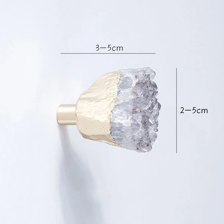 Натуральный фиолетовый кристалл + латунная ручка для выдвижных ящиков комода / ручки шкафов и мебели / ручка для выдвижных ящиков.