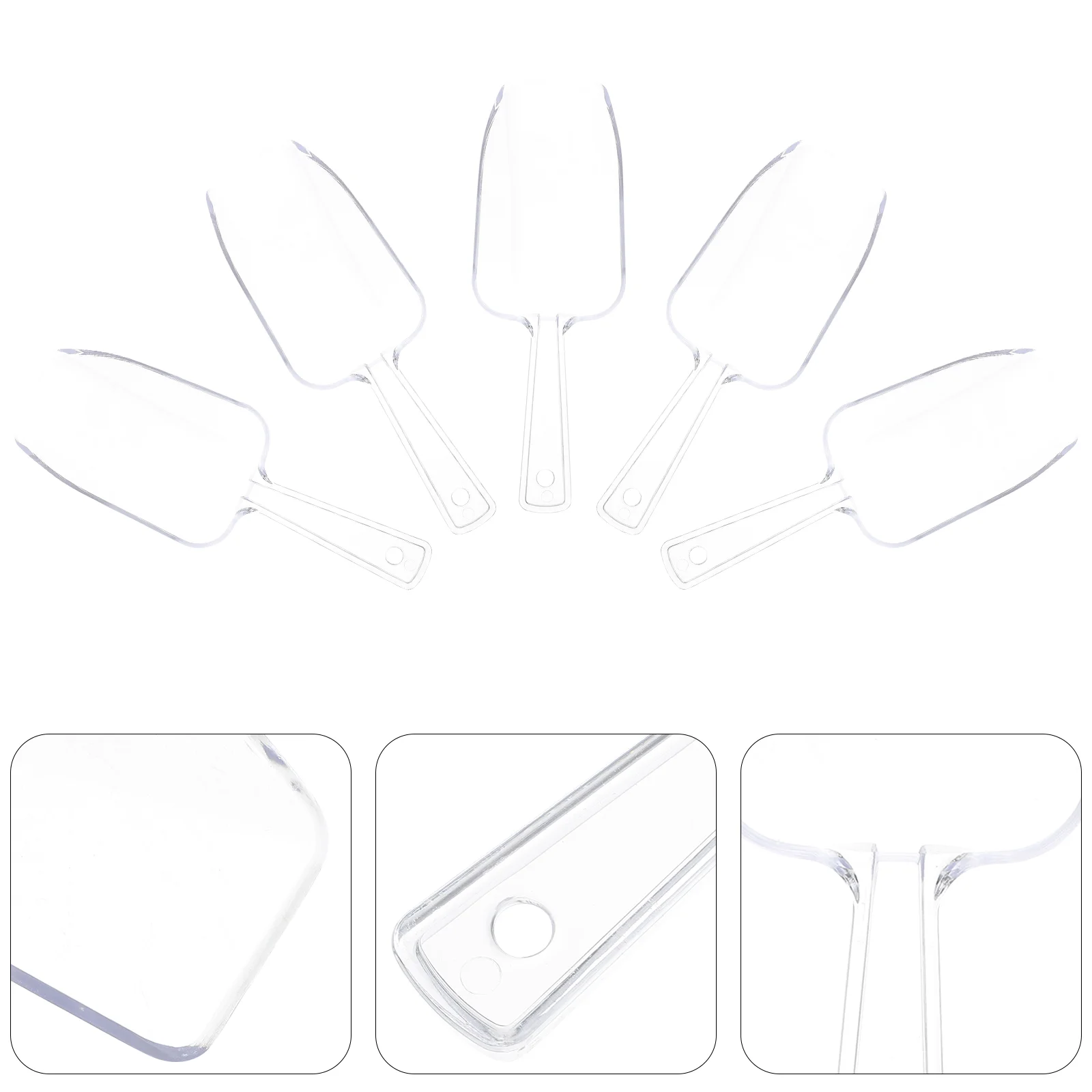 BESTOMZ 5pcs Mini Clear Plastic Ice Scoop Measuring Scoops for Weddings Candy Dessert Buffet Ice Cream Protein Powder