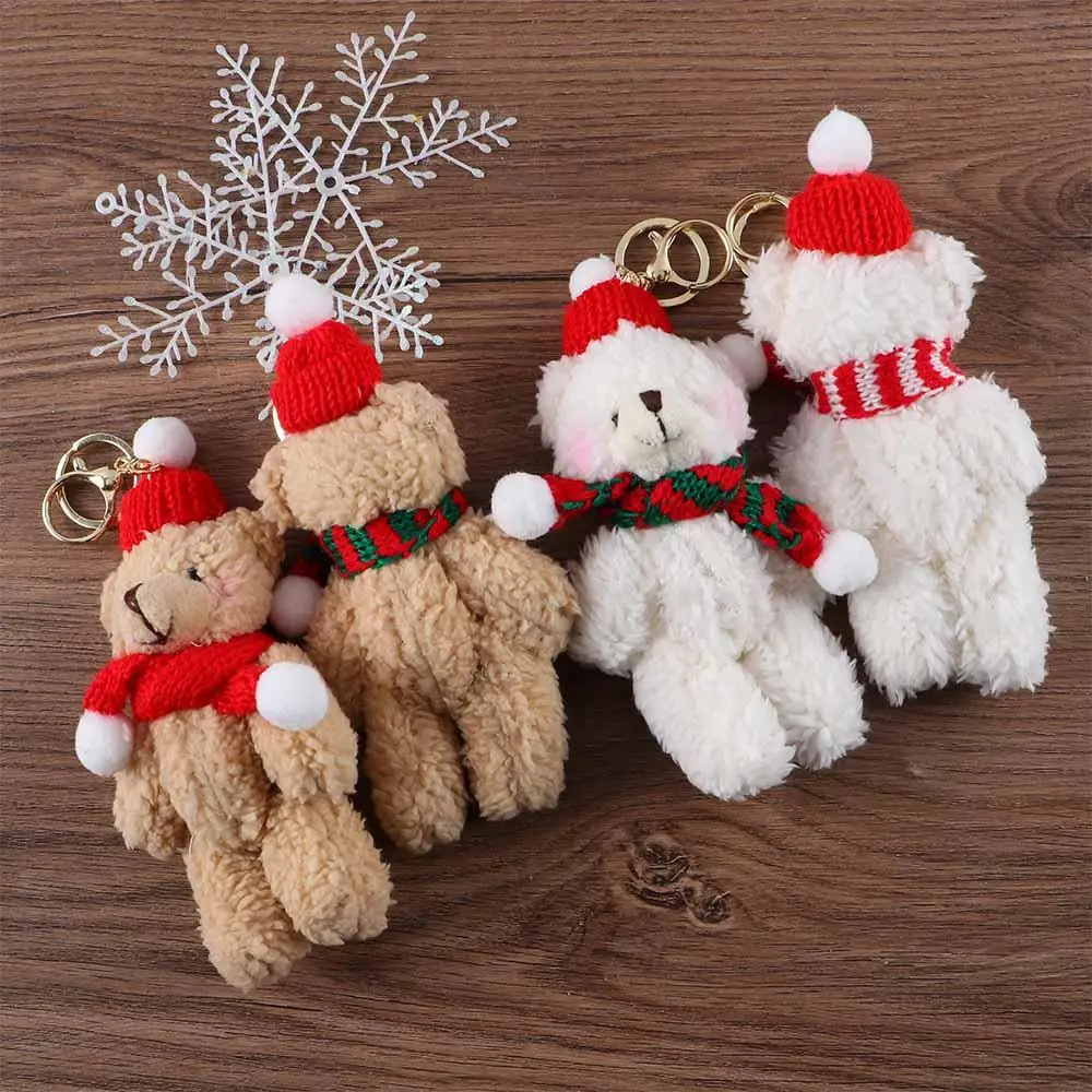 Милые рождественские Брелоки для ключей мультяшный плюшевый медведь кукла