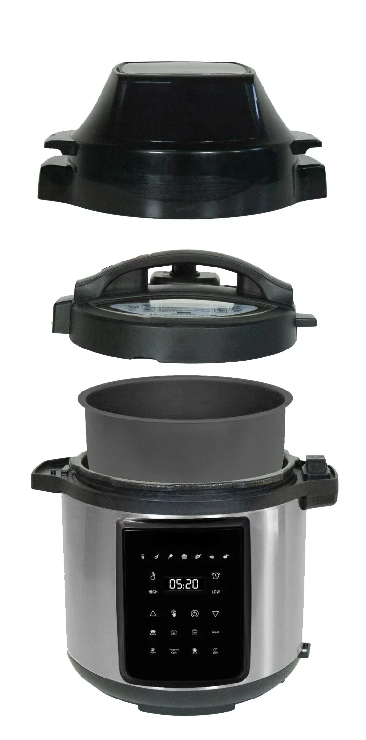 

6L 2-in-1 Air Fryer Pressure Cooker Button , Led Display, Stainless