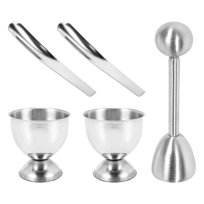 

Stainless Steel Boiled Egg Topper Eggshell Cracker Opener Egg Spoon Holder Kitchen Gadgets