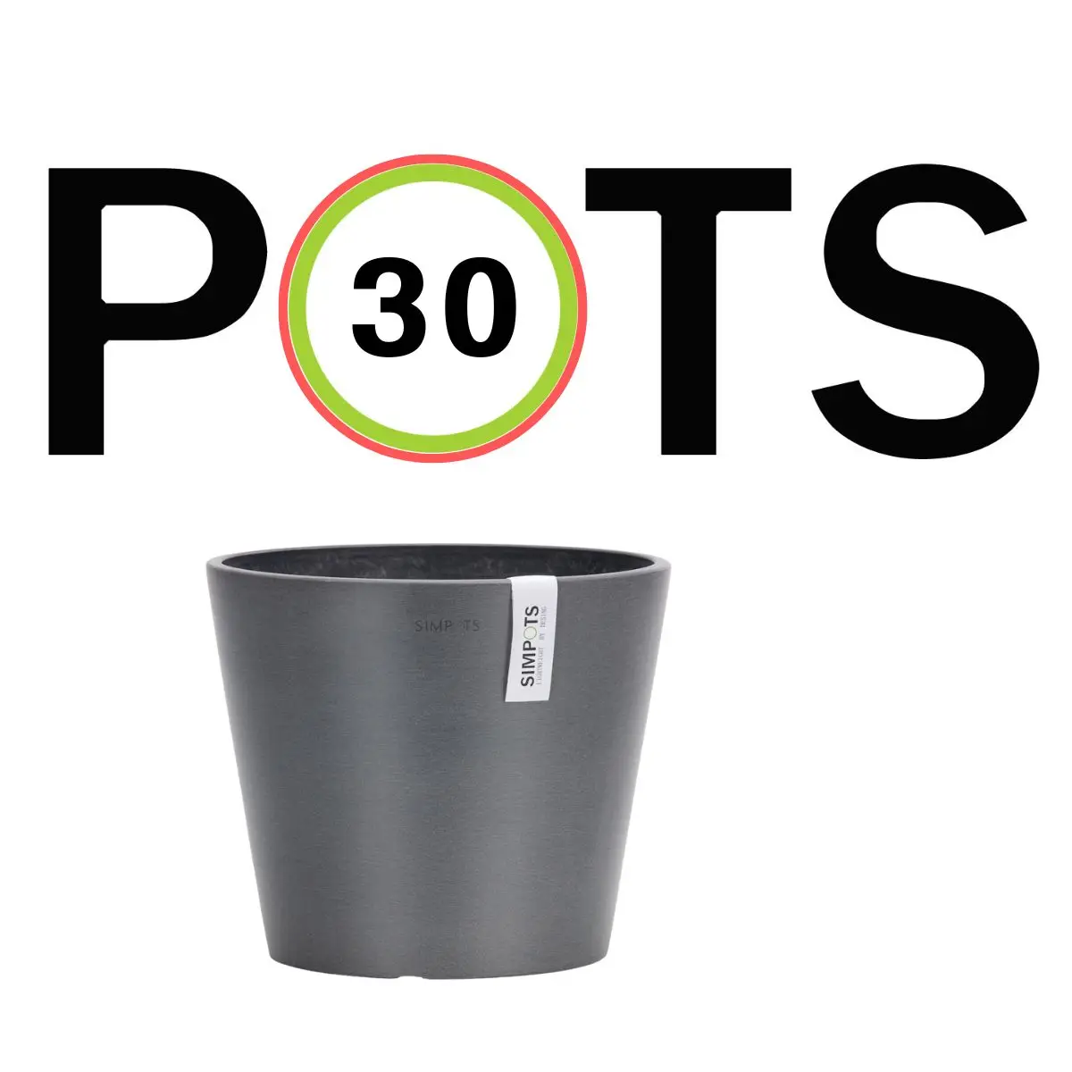

SIMPOTS Y30CM Gray Round Flowerpot Stylish Home Gardening Essential