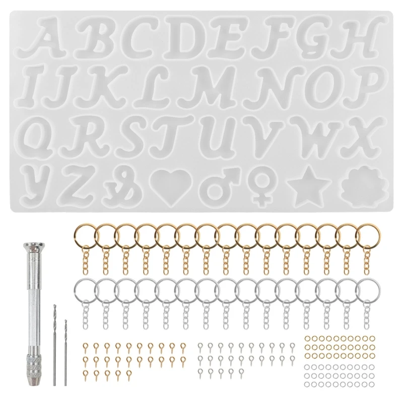 

Alphabet Keychain Mold,Resin Molds Kit Letter Keychain Molds,Keychains Tassel,Jump Rings,Screw Eye Pins for Resin Crafts