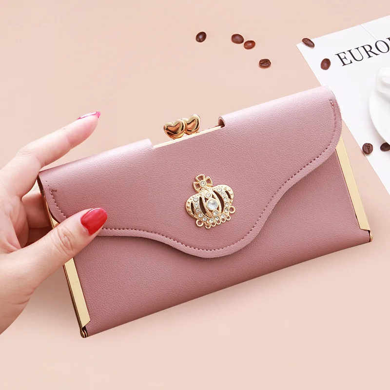 Crown Style Women Wallets Hasp Lady Moneybags Zipper Coin Purse Woman Envelope Wallet Money Cards ID Holder Bags Purses Pocket