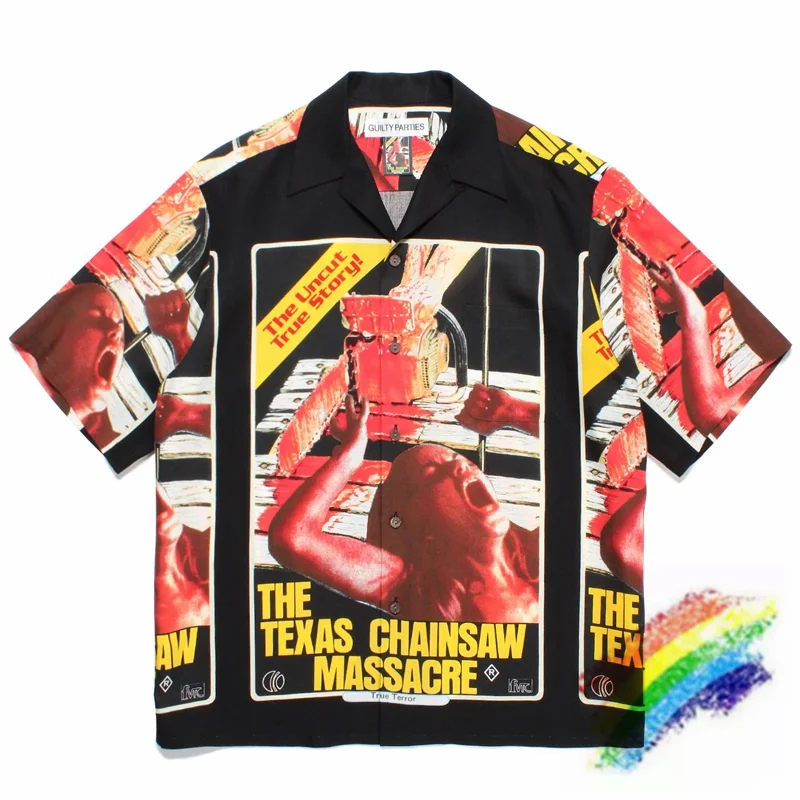 

2023ss WACKO MARIA Shirts Men Women Digital Print Hawaiian Shirt Top Tee