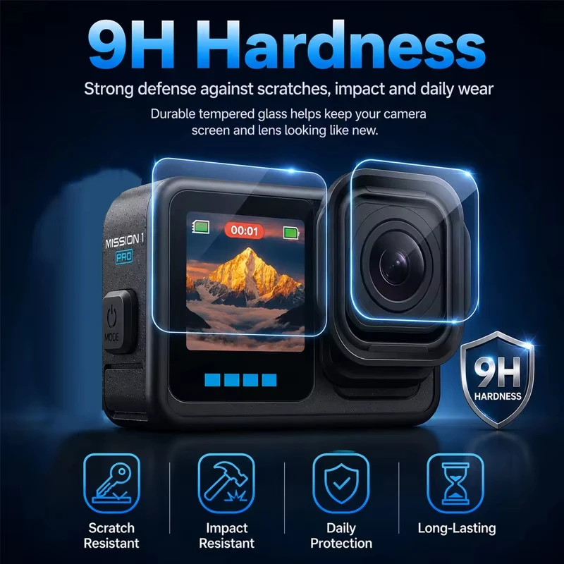 Фото Защитная пленка для экрана GOPRO MISSION 1/1 Pro 9H из закаленного стекла Ultra HD, ультратонкая, с защитой от царапин, аксессуары для защиты экрана. №4