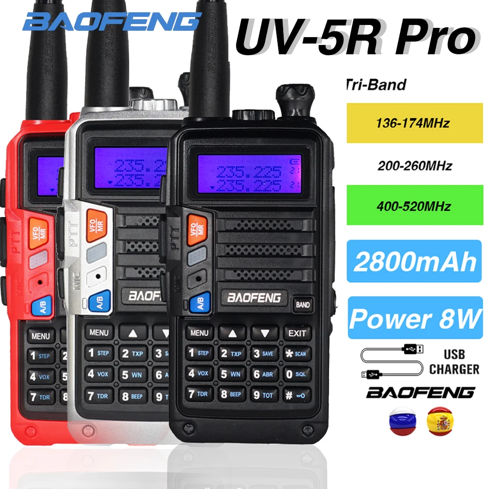 

Оригинальная портативная рация Baofeng UV-5R Pro, 128 каналов, двухдиапазонное Зарядное устройство USB, Портативное двухстороннее радио, приемоперед...