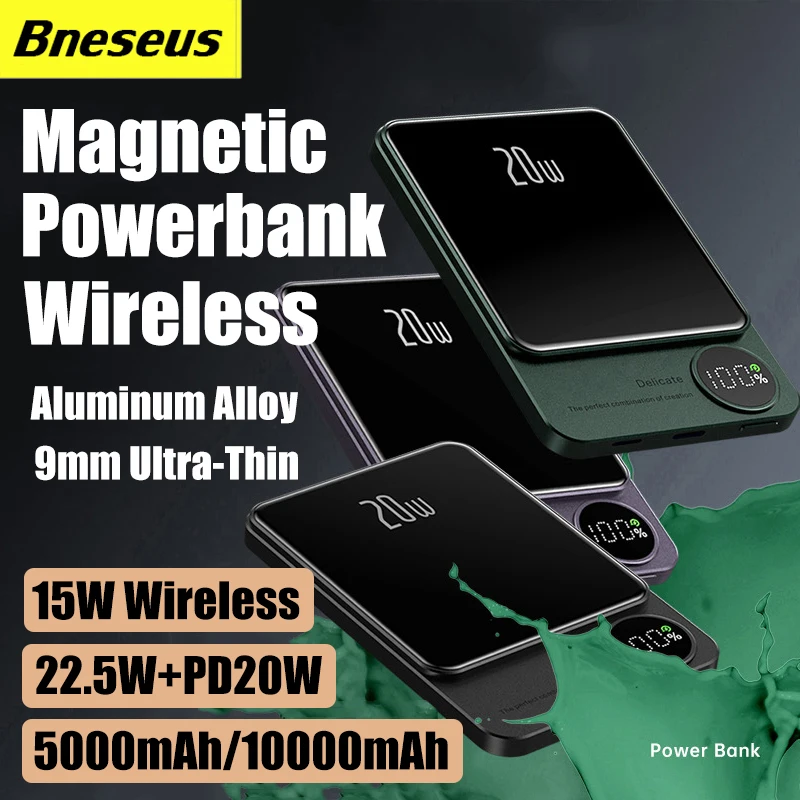 

10000mAh Macsafe Powerbank 15W Magnetic Wireless Charger For iphone 12 13 14 Portable Power Bank External Auxiliary Battery Pack