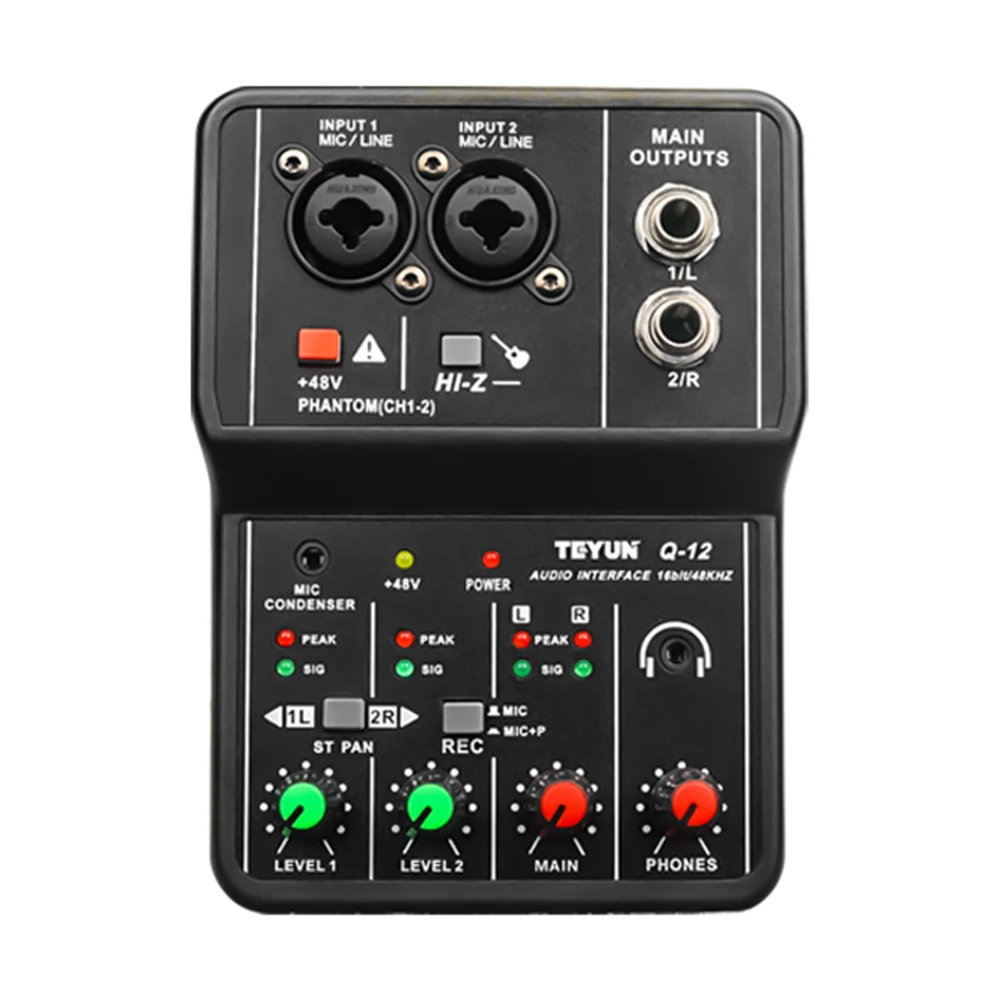 XTUGA Q12 جهاز التحكم في الصوت كارت الصوت مع الرصد ، الغيتار الكهربائي لايف تسجيل المهنية كارت الصوت لغناء الاستوديو