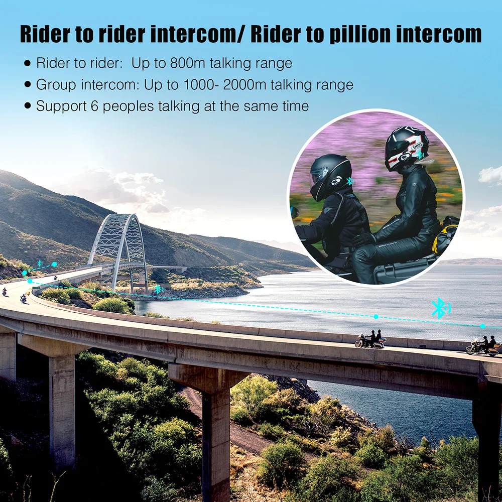 Freedconn Мотоциклетная Bluetooth-гарнитура Водонепроницаемая Групповая Связь