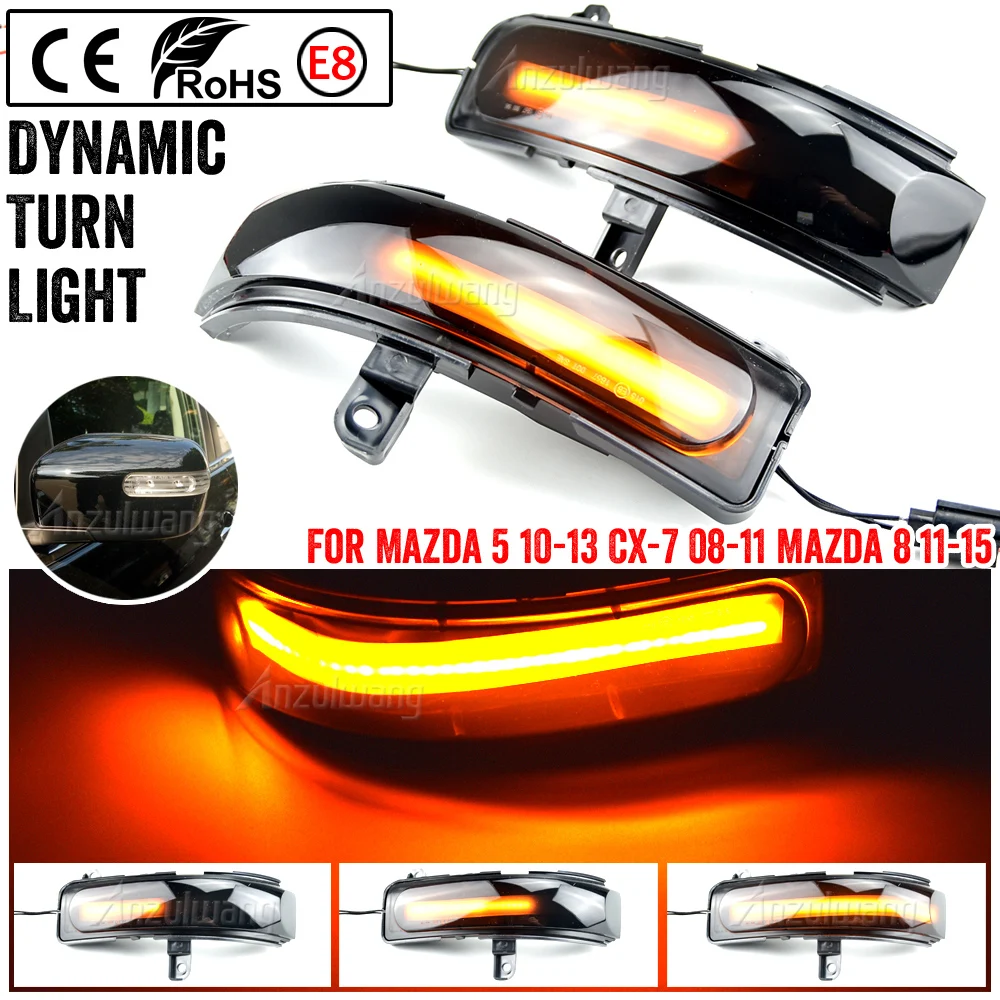 

For For Mazda CX-7 CX7 2008-2014 For Mazda 8 MPV Dynamic LED Side Mirror Blinker Flowing Light Turn Signal Indicator Lamp