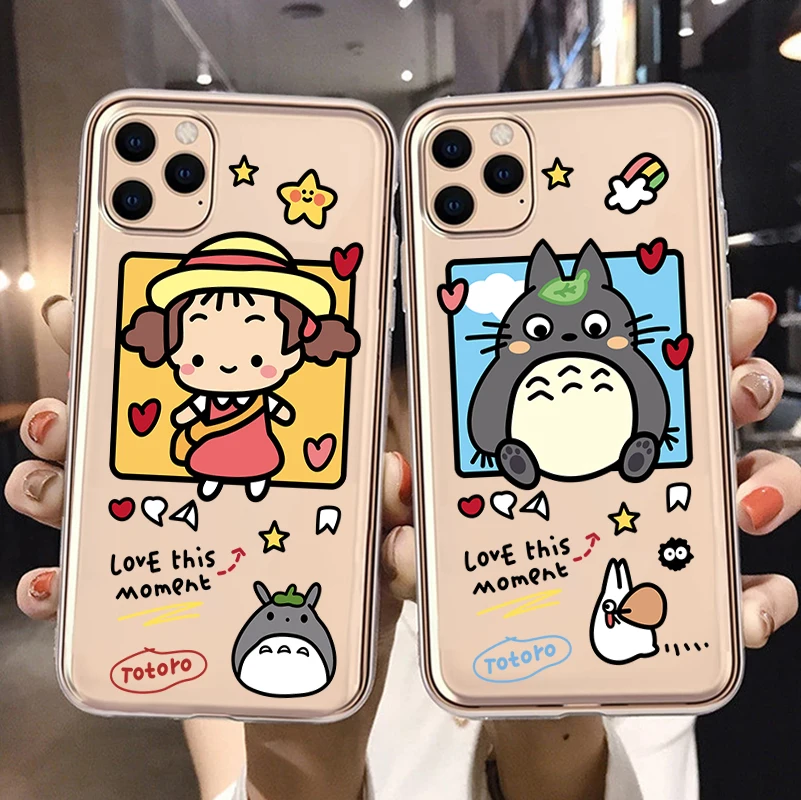 

Watercolor Totoro Spirited Away Phone Cover For iPhone 11 12 13 14 Pro Max X XR XSMax 8 14 Plus 13Mini SE Soft Silicone TPU Case