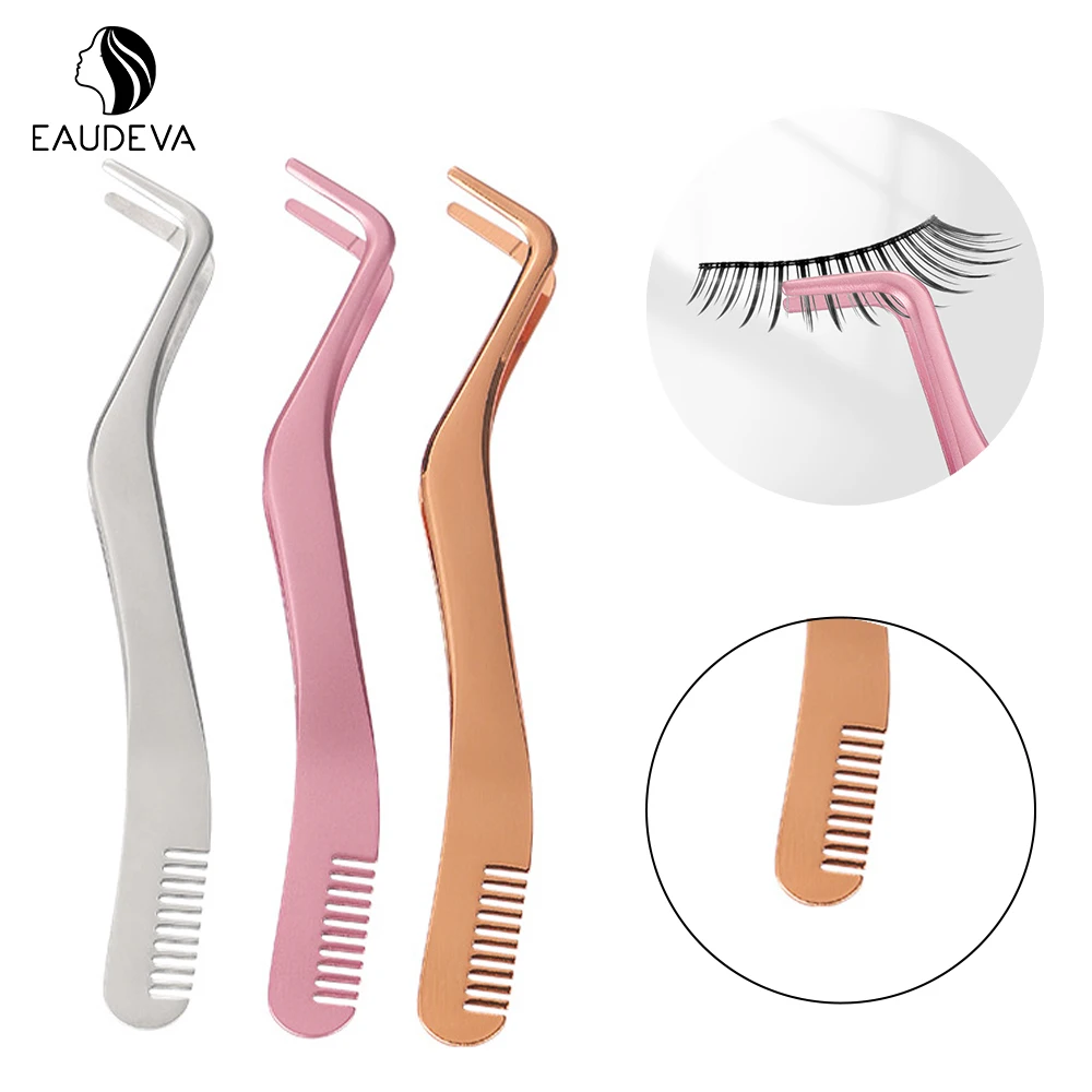 

Double Head Pink Stainless Steel Tweezers Straight Curved Pick Up Tools Eyelash Extension Pointed Nipper Clip Grafting Eyelashes