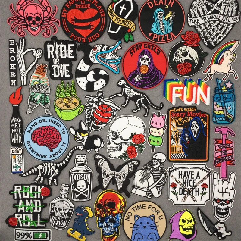 Забавные нашивки в стиле аниме для одежды патчи панк и мультфильмов с вышивкой