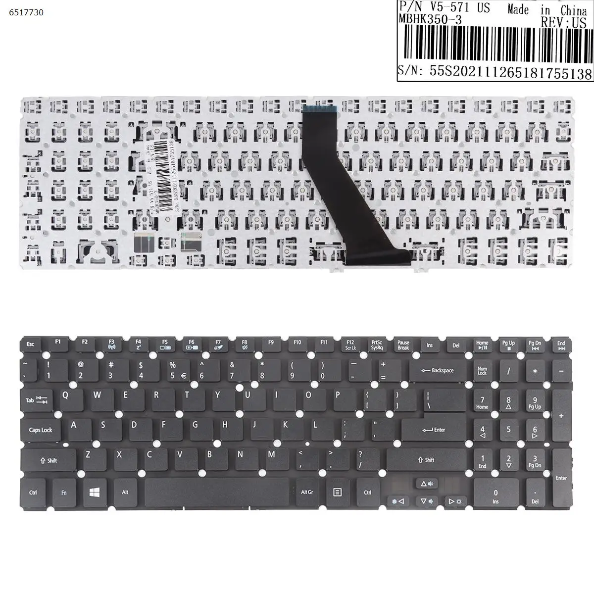 

US клавиатура для ноутбука ACER M5-581G M5-581T V5-571 V5-571G V5-571P V5-571PG V5-531 V5-531G V5-531P V5-531PG BLACK