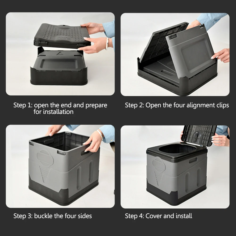 

Folding Toilet Portable Outdoor Folding Toilet Strong Bearing Capacity Reusable Trash Can Self-driving Travel Supplies
