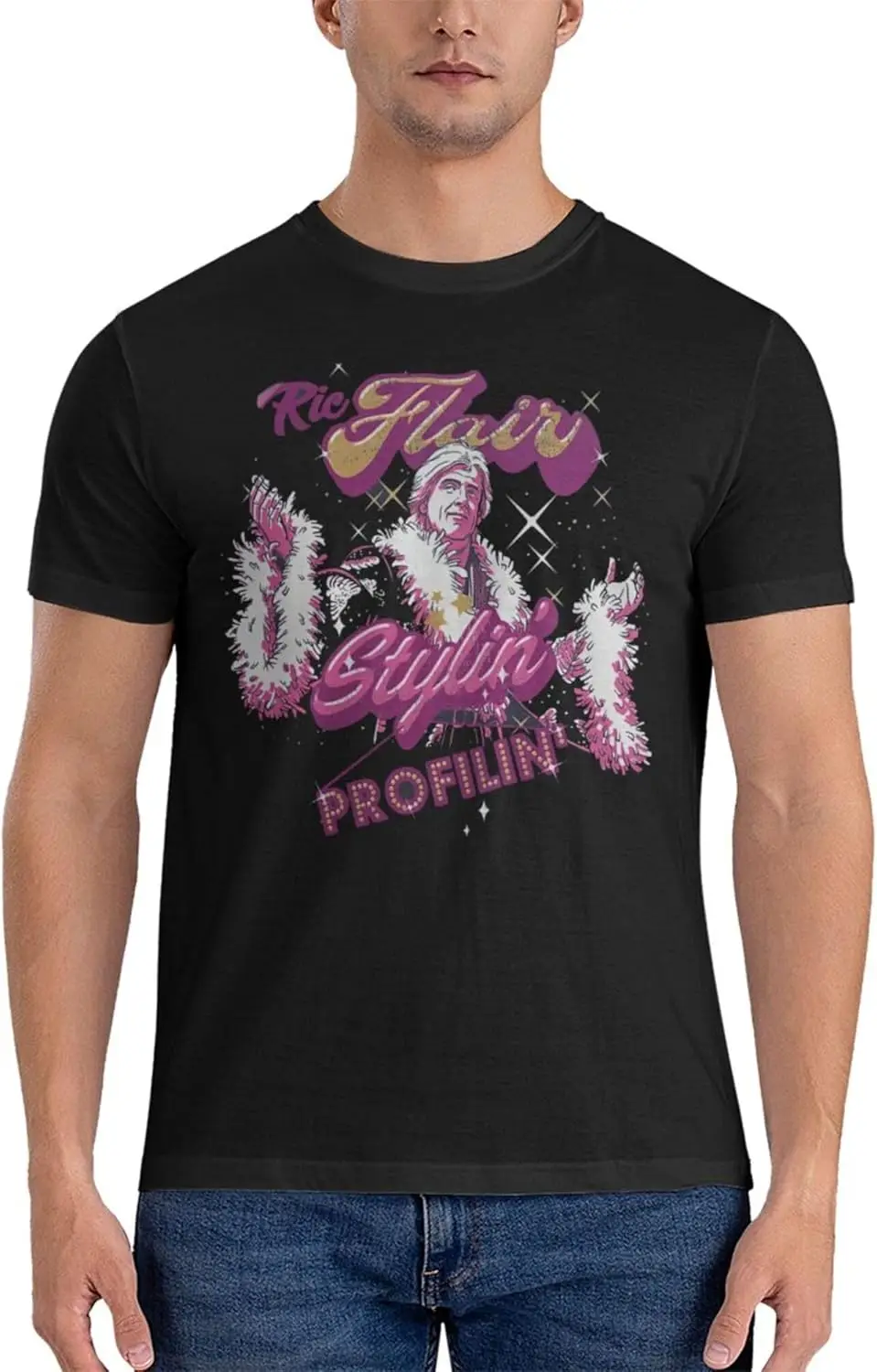 Мужская футболка с коротким рукавом и принтом Черная