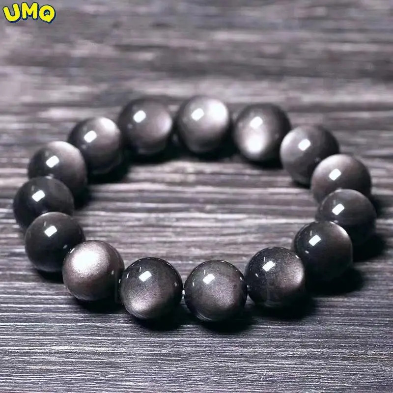 

7a Double Eye Silver Obsidian Gold Rainbow Luck bracelet Male and Female Crystal Transfer Buddha Bead Wealth Healing Jewelry