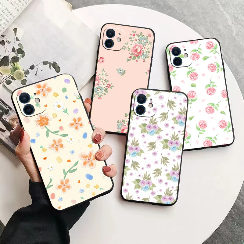 

Flower pattern beautiful phone Case For IPhone 13 12 11 Pro Max Mini SE XR X XS Max 8Plus 7plus 6 soft6S New Shell phone Case