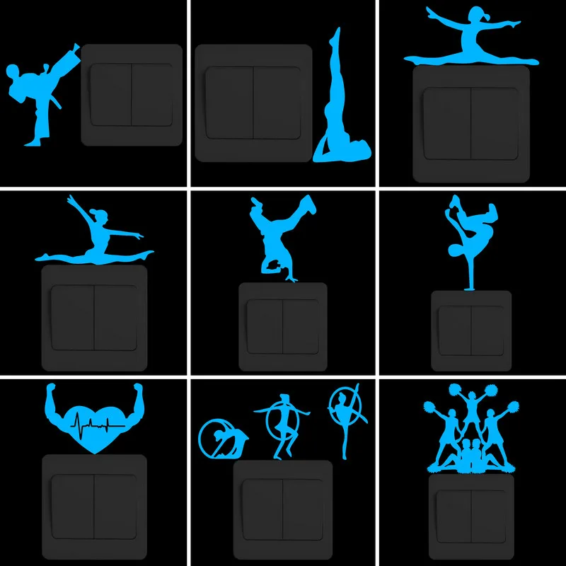 Настенный выключатель светящийся стикер карате Тхэквондо/Йога позы/ритмические