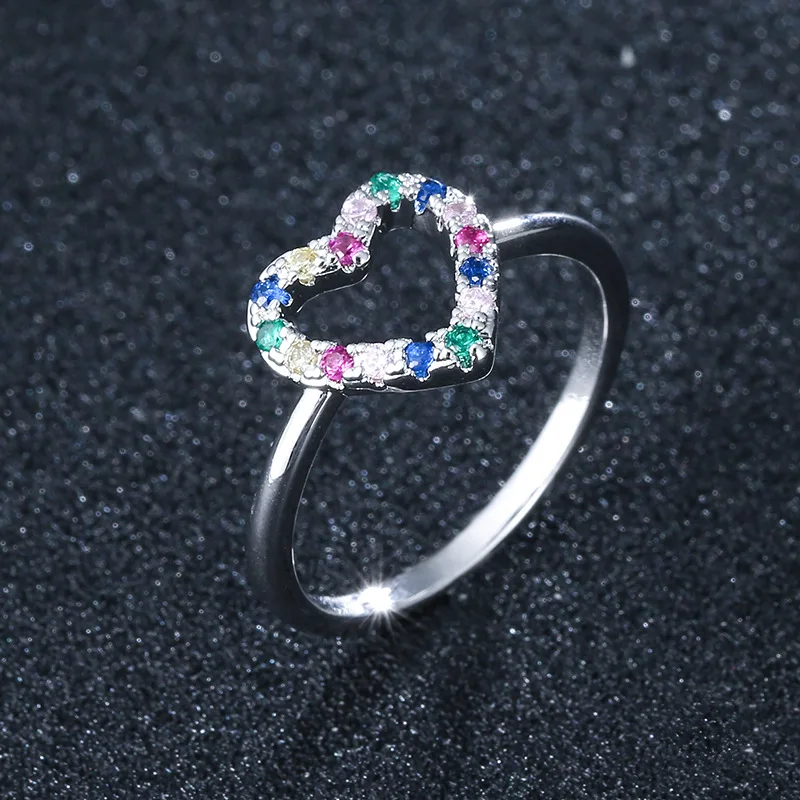 

Luxury Heart Wedding Band Ring Crystal AAA Zicron Micro Mosaic Gold 18k Original Gold Plated Jewelry Engagement Rings Gift