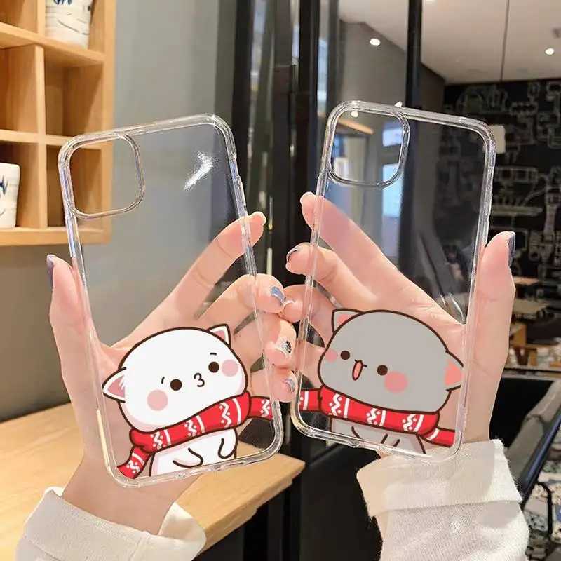

peach cat cute cartoon Phone Case Transparent soft For iphone 11 13 12 14 x xs xr pro max mini plus