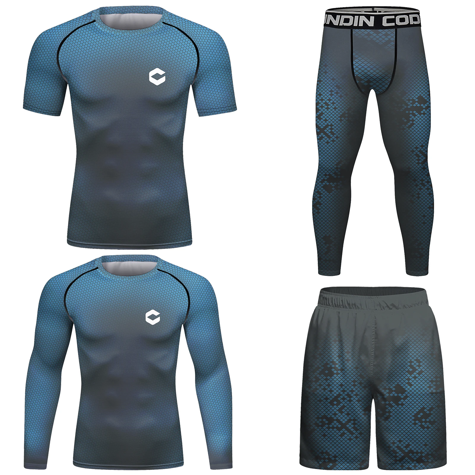 Оптовая цена мужские наборы для тренировок без Gi BJJ Rashguard + MMA мужской синий
