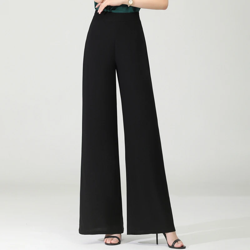 

Women's Classic Pants Summer Harajuku Fashion Black Chiffon Wide Leg Pants Women Bottoms Vintage Korean High Waisted Trousers