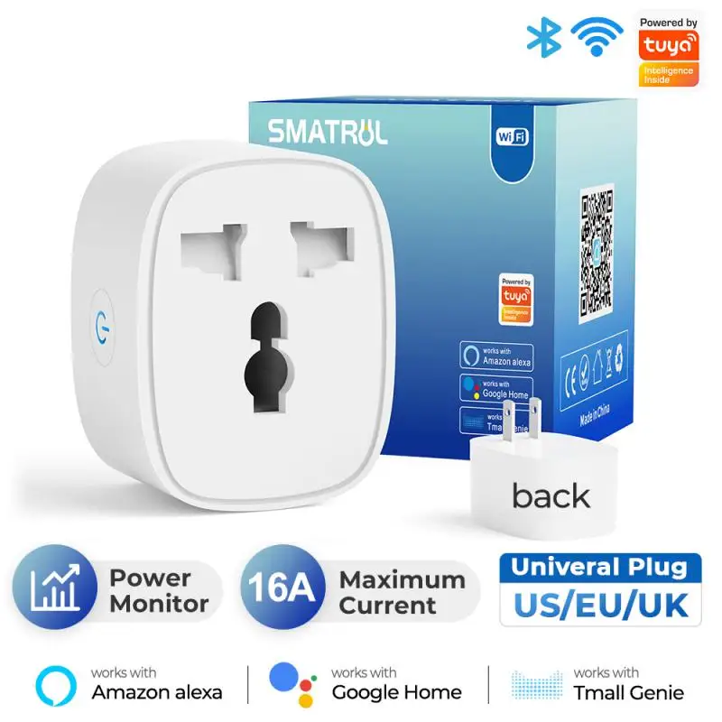 

16a Tuya Wifi Socket Voice Timing Function Timing Function Smart Socket Voice Control Us Smart Plug Work With Alexa Google Home